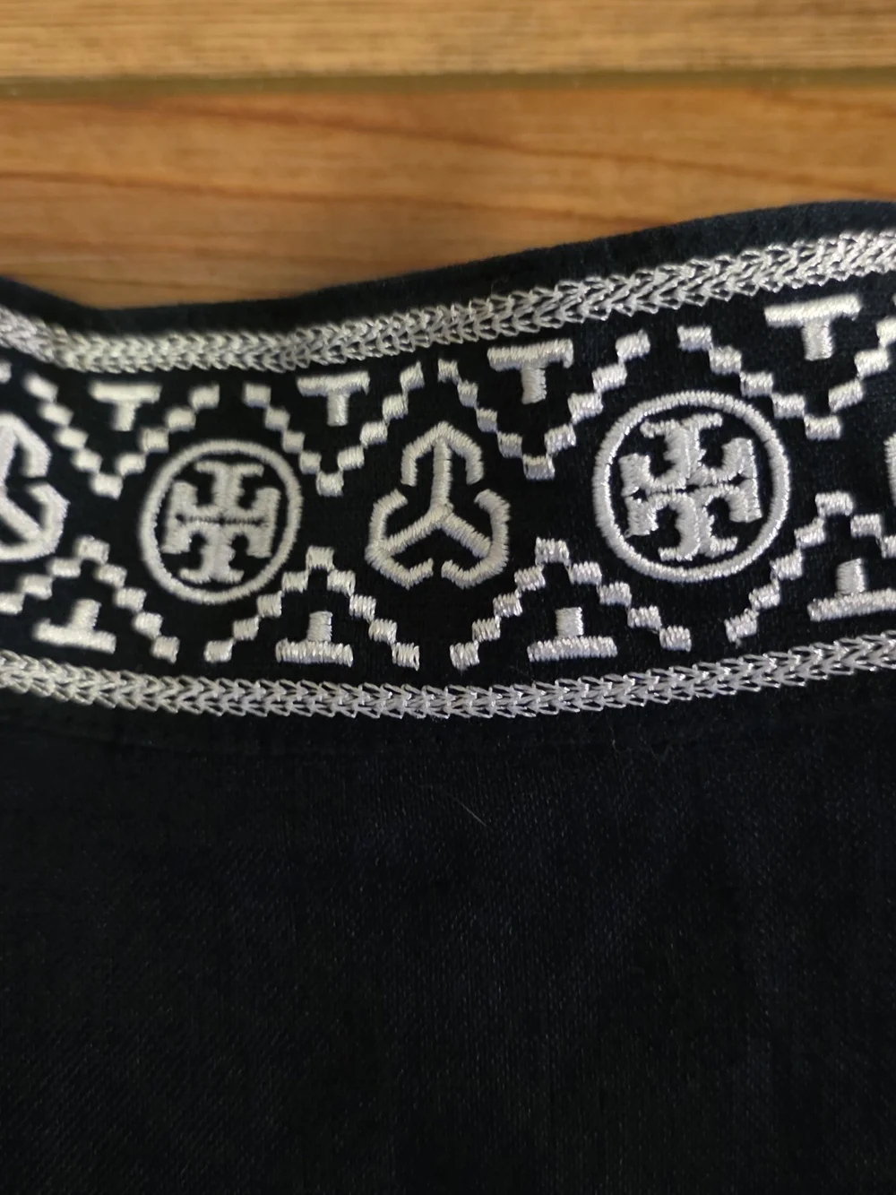 Tory Burch Linen Navy Tunic Swim Coverup with Embroidered Trim Size Medium